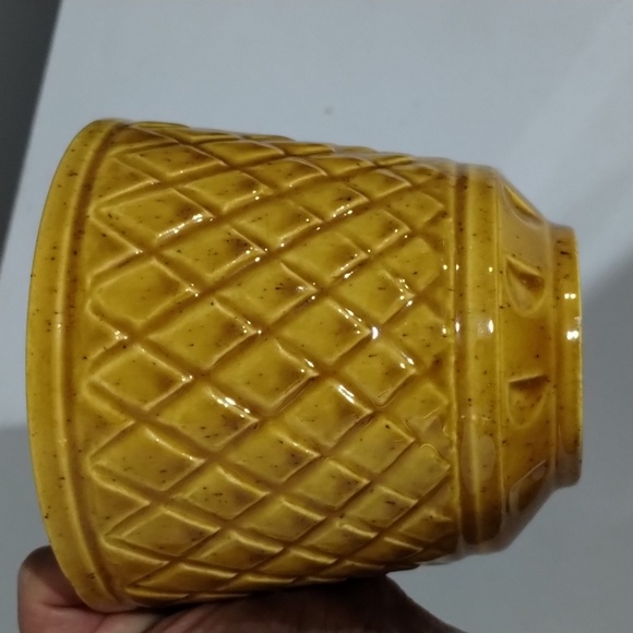 HAEGAR Gold Ceramic Planter Basket Weave Round Vintage - Picture 5 of 8
